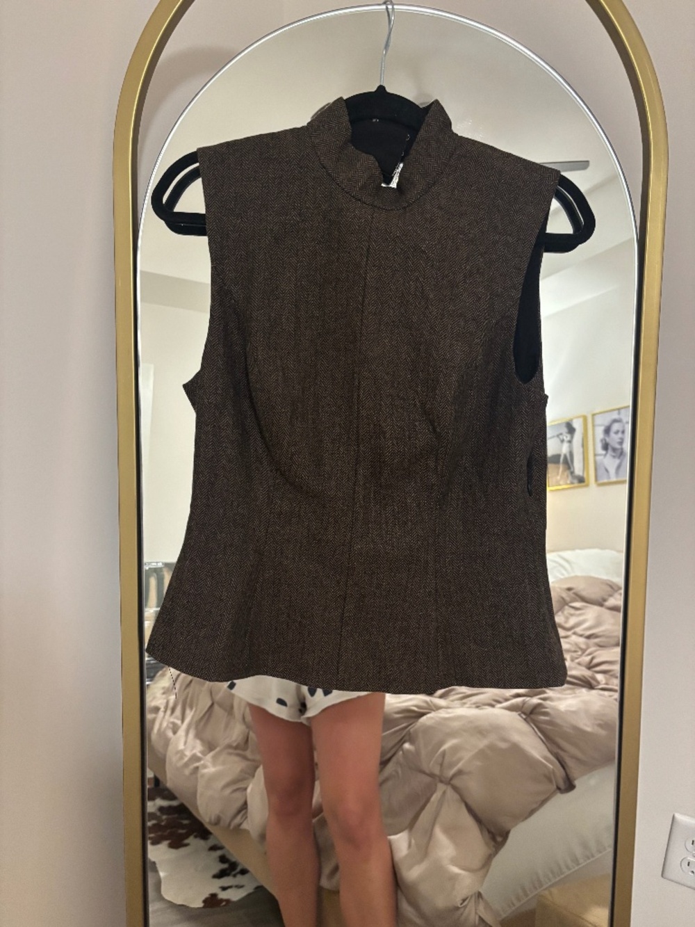 Women's Brown and Grey Top & Skirt